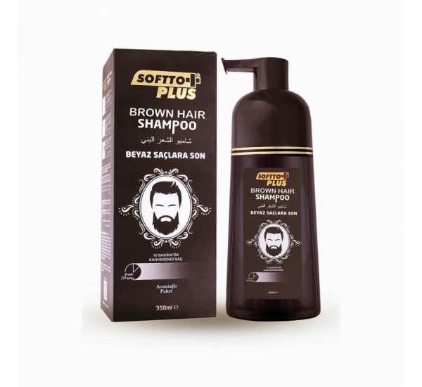 Оцветяващ  кафяв шампоан за мъже и жени само за 10 минути - Softto Plus Brown Hair Shampoo 350ml